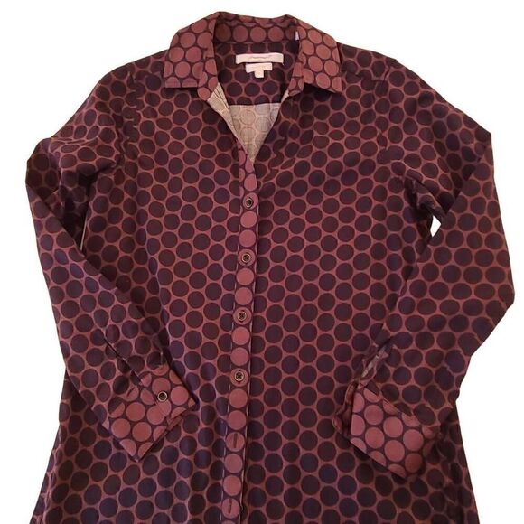 Foxcroft Womens Long Sleeve Polka Dots Button Front Wrinkle Free Blouse  Size 8 - Picture 3 of 10